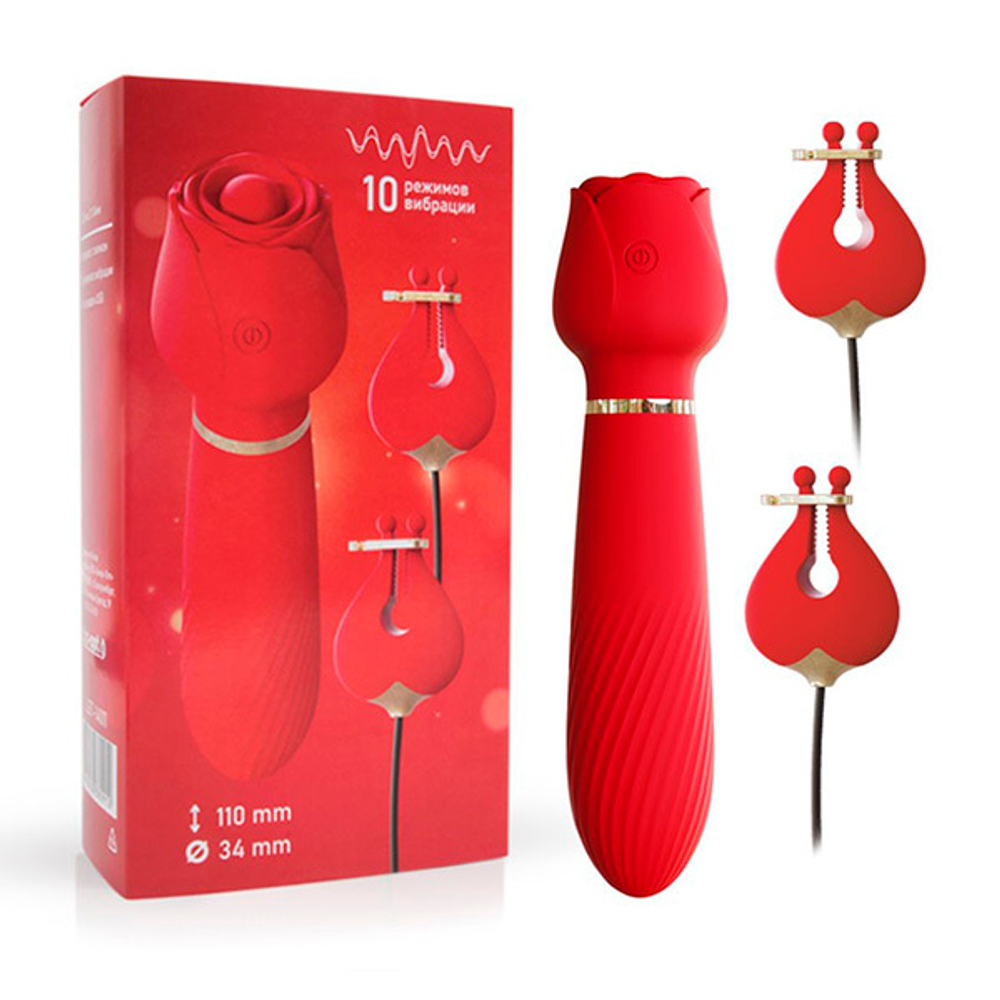 Вибромассажер с зажимами для сосков 16см Bior Toys A-Loving 14011