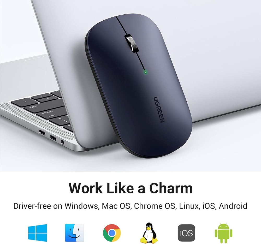 Мышь оптическая беcпроводная MU001 (90372), 2.4 GHz, Black UGREEN 90372