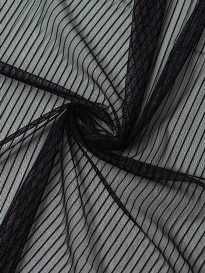 Сетка в полоску для белья черная малоэластичная метражом