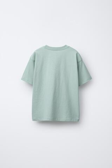 ZARA ФУТБОЛКА С ПРИНТОМ, СВЕТЛО-ЗЕЛЕНЫЙ
