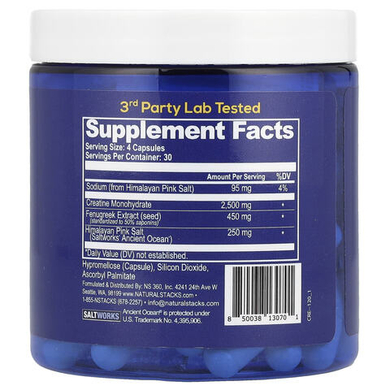 Natural Stacks, Creatine +, 120 веганских капсул