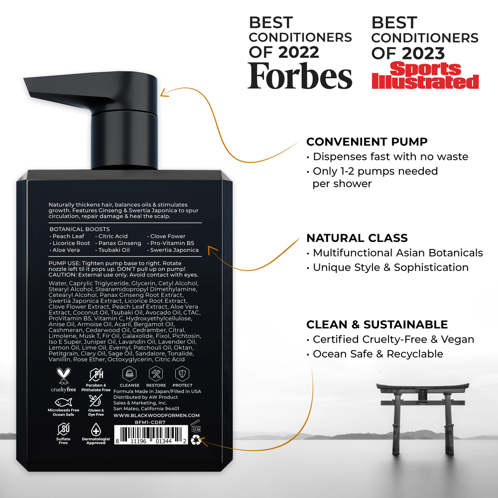 Blackwood For Men, Active Man, ежедневный кондиционер, для густоты, восстановления и защиты, гвоздика, женьшень и японская сверция, 200 мл (7 жидк. унций)