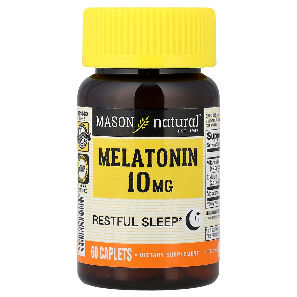 Mason Natural, Мелатонин, 10 мг, 60 капсул