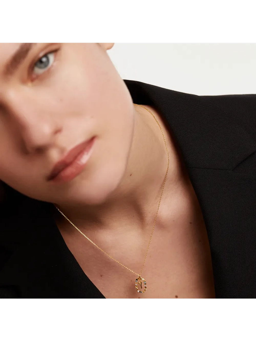 Колье Буква Y серебро 925 пробы покрытое золотом