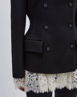 Жакет двубортный приталенный из шерсти черный