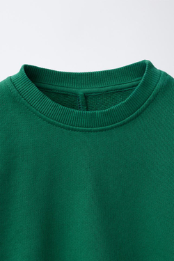 ZARA КОМПЛЕКТ ИЗ ТОЛСТОВКИ И БРЮК WIDE LEG С НАШИВКОЙ, ЗЕЛЕНЫЙ