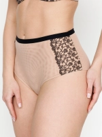Трусы Zebra бразилиана с высокой линией талии (скин/черный)