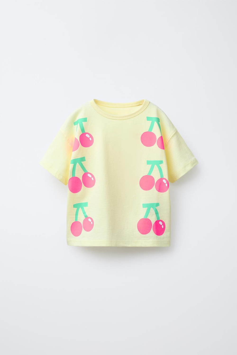 ZARA ФУТБОЛКА ИЗ ТКАНИ С ПРИНТОМ, ПАСТЕЛЬНО-ЖЕЛТЫЙ