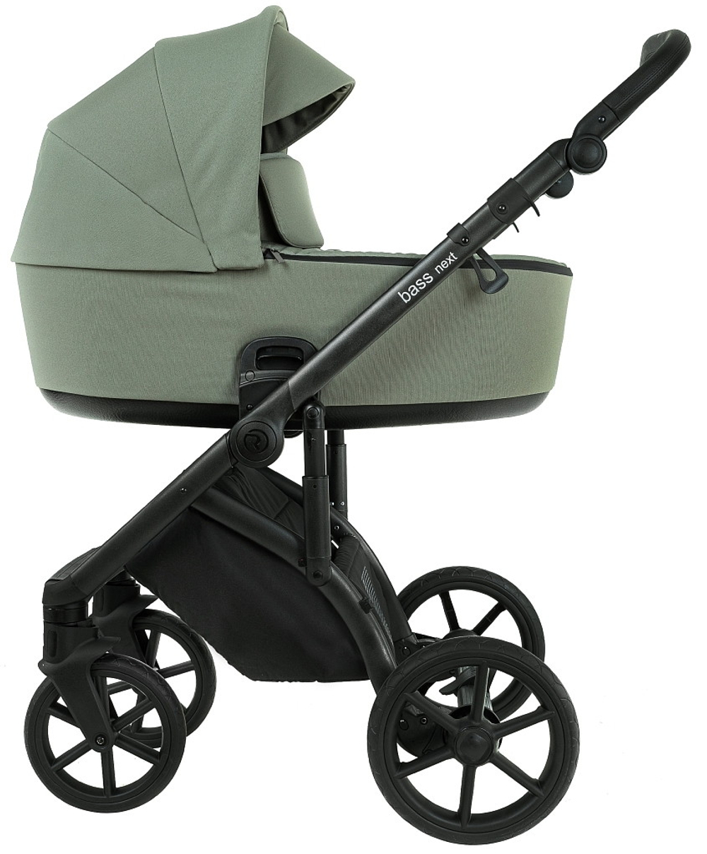 Детская коляска Roan Bass Next 2.0 3 в 1 с автокреслом Pituso Santiso Pro Black BSN/43/2 Sage Green/Black/руч.Black