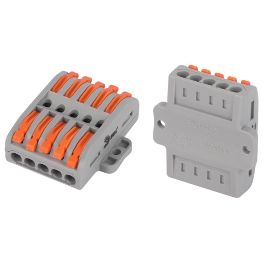 Клемма ЭРА NO-225-456 проходная с монтажной площадкой 222-2415Р с рычагами 5 полюсов 0.08-2.5/4 мм2 упаковка 1 шт