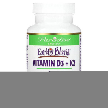 Витамин D Paradise Herbs, Earth's Blend, витамины D3 и K2, 5000 МЕ, 90 вегетарианских капсул