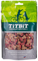 TitBit лакомство для собак Косточки мясные для собак с индейкой и ягненком 145 гр.