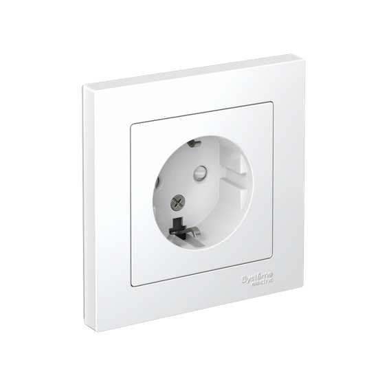Розетка 1-м СП AtlasDesign 16А IP20 с заземл. защ. шторки в сборе бел. SE ATN000144