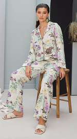 Удобные домашние брюки с цветочным принтом (Размер: M) (Цвет: молочный)