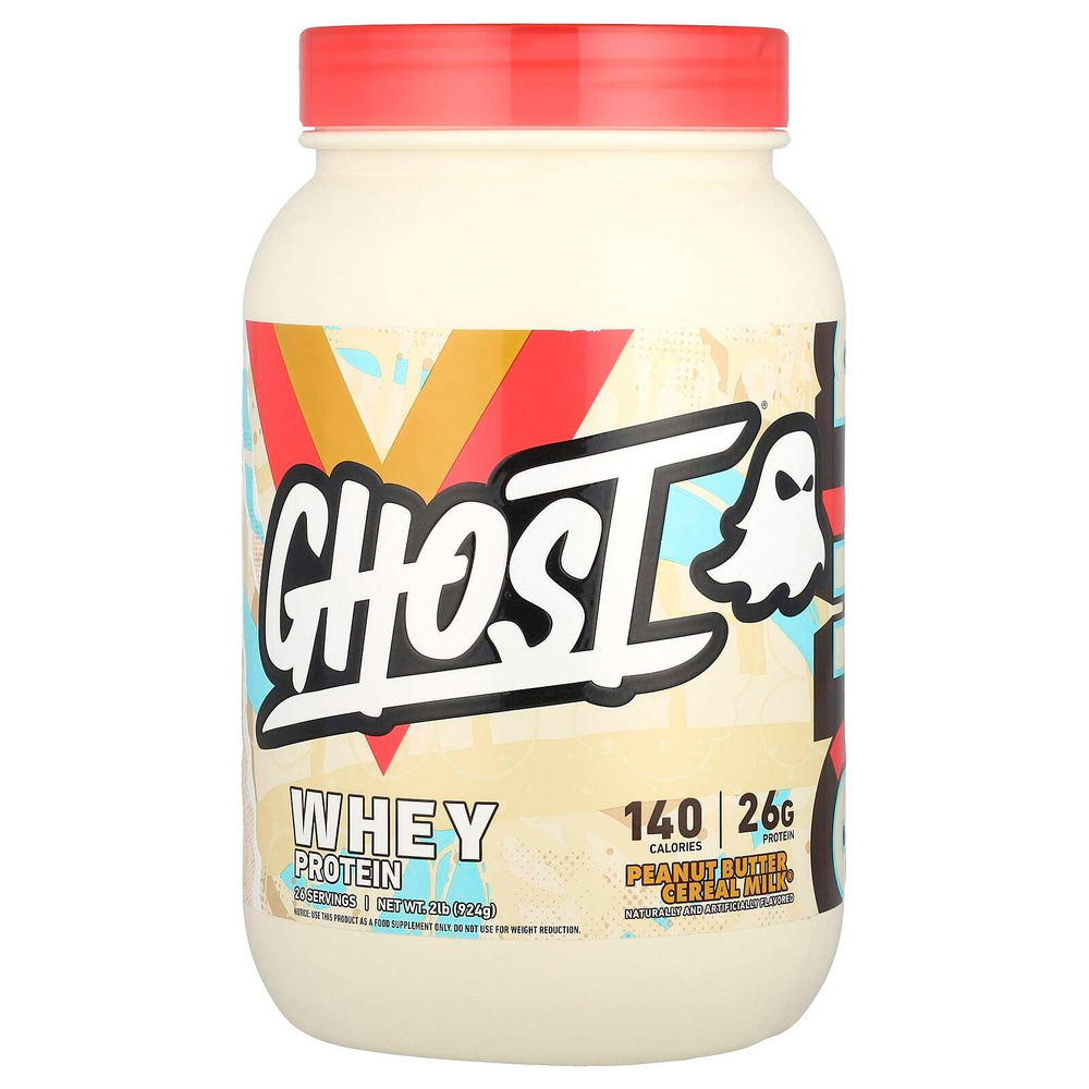 Ghost, Сывороточный протеин, арахисовое масло и зерновое молоко®, 924 г (2 фунта)