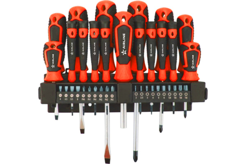 Набор отвёрток и бит 37 пр. подвес на стену (SL, PH, HEX, TORX) блистер ATAU042 AIRLINE