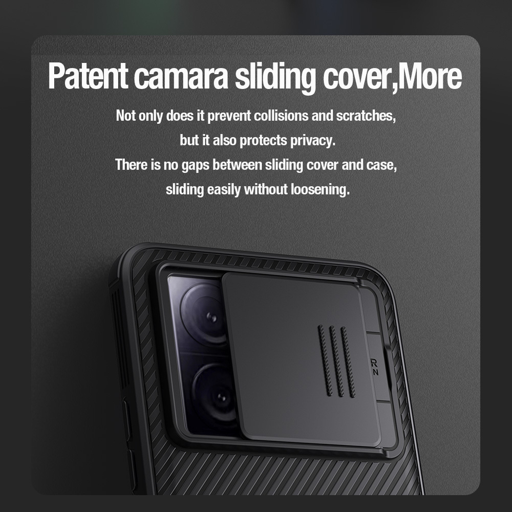 Чехол усиленный с защитной шторкой для камеры от Nillkin на Xiaomi 13T, 13T Pro и Redmi K60 Ultra, серия CamShield Pro Case