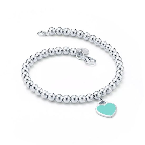 Браслет Tiffany & Co. Heart Tag Bead Bracelet в серебре, 4 мм