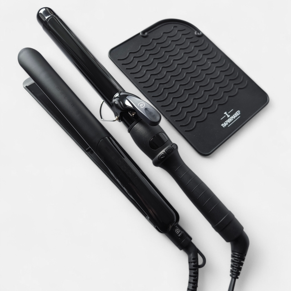 Набор для укладки волос Melon (плойка 28 мм, утюжок 25 мм, термоковрик)