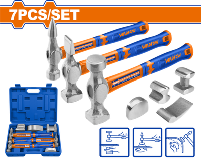 Набор молотков для рихтовки 7 шт (2) WADFOW WHZ1D07