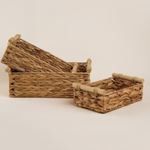 Набор корзин для хранения ручного плетения, водный гиацинт, 3 шт: от 27х16х9 до 35х24х13 см