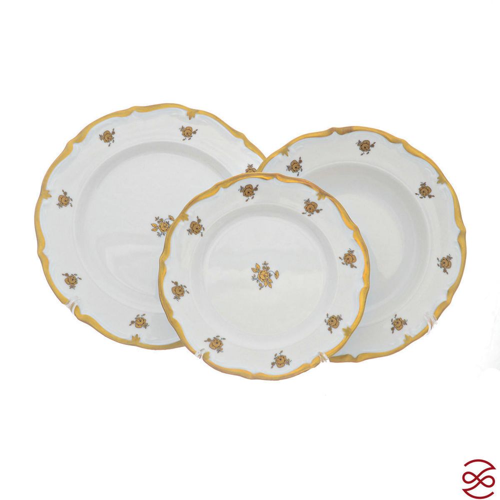 Набор тарелок Queen's Crown Золотая роза 18 предметов