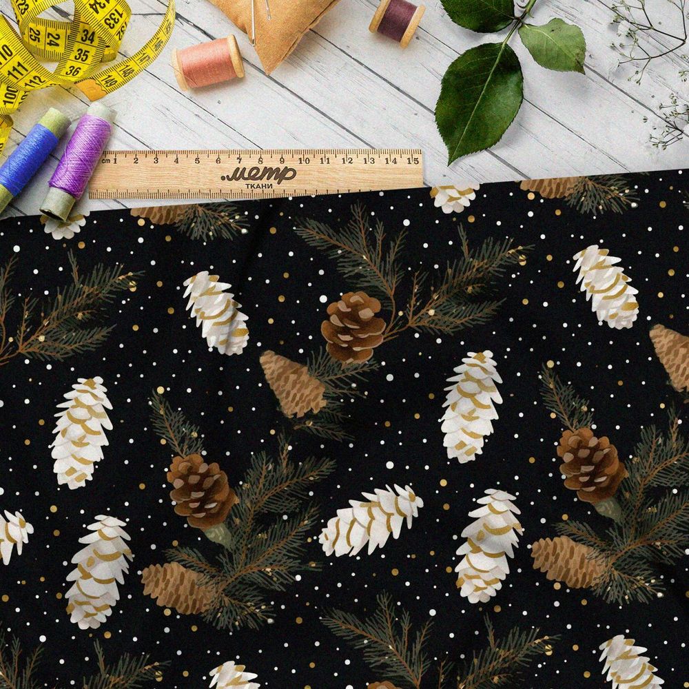 Ткань премиум бифлекс шишки на фоне ночного неба