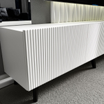 Тумба под телевизор подвесная Белый снег Софт, Паола, 213х35х35,8 см