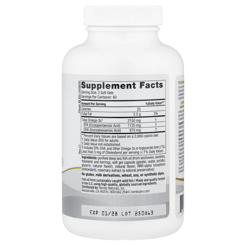 Nordic Naturals, ProOmega® 2000, омега-кислоты, со вкусом лимона, 120 капсул (1075 мг в 1 капсуле)