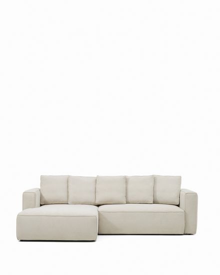 3-местный диван-кровать Marela бежевый шенилл с кушеткой слева, 276 см