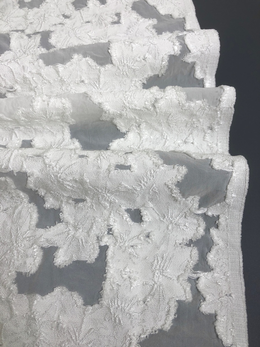 Плательная вискоза, молочный, жаккард цветы C1