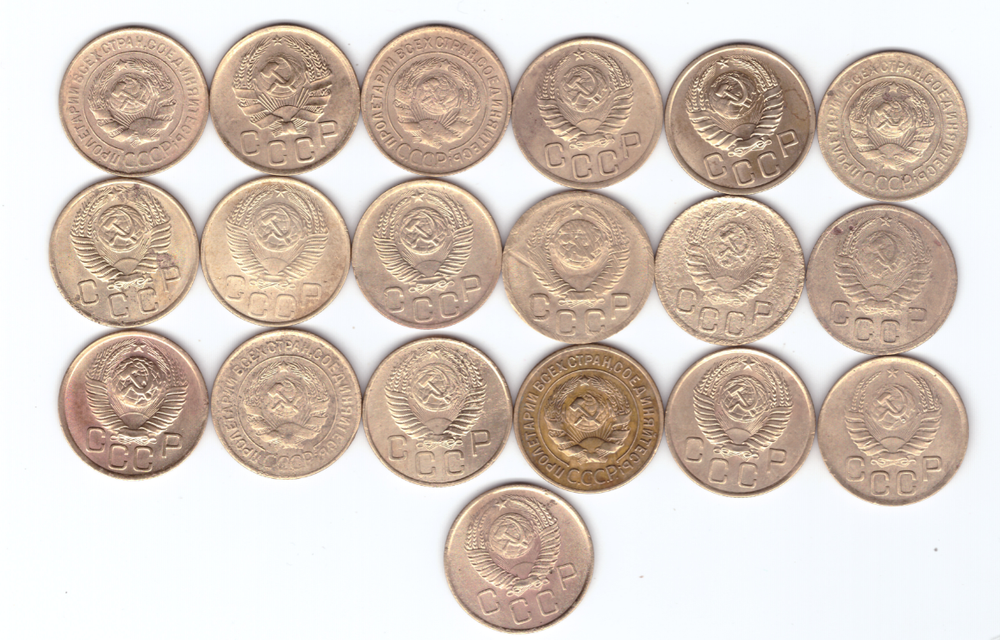Набор 3 копейки (19 шт)1928-32,36-40,46,48,49,52-57(3) VF+
