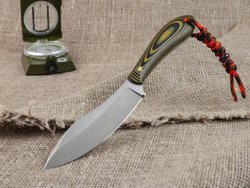 Нож для бушкрафта "Канадец", сталь VG-10/Elmax, рукоять G10 (жёлтая)