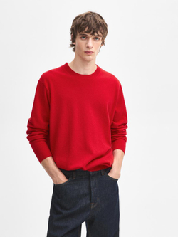 Massimo Dutti Джемпер из 100% кашемира с круглым вырезом, красный