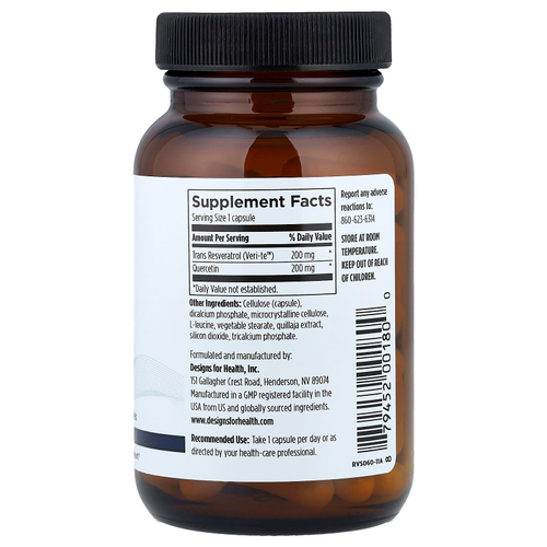 Designs For Health, Resveratrol Supreme, 60 вегетарианских капсул