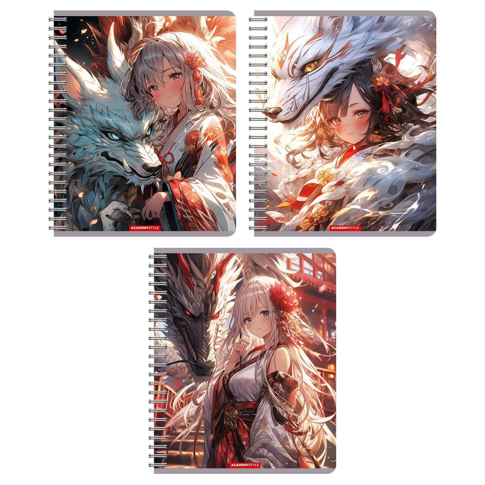 Тетрадь А5 48л клетка "Девушка и дракон" (Академия Групп)