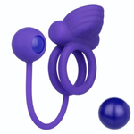 Фиолетовое эрекционное кольцо с утяжелителем Silicone Rechargeable Dual Rockin Rim Enhancer (Цвет: фиолетовый)