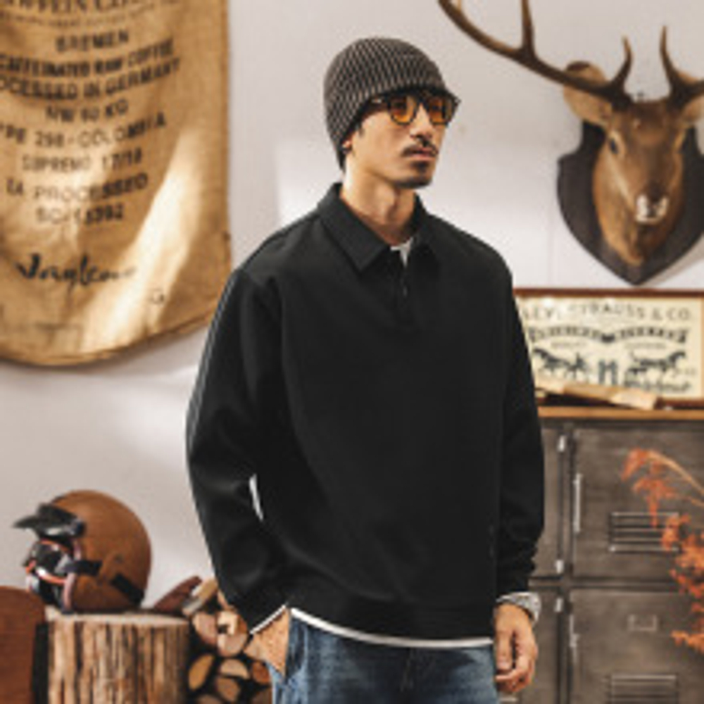 Мужской свитшот с воротником поло