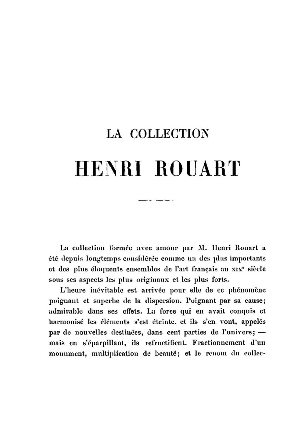 La collection Henri Rouart | Arsène Alexandre; H. Rouart