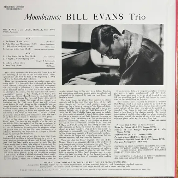The Bill Evans Trio – Moon Beams - Original Jazz Classics - LP