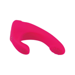 Розовый изогнутый вибратор со стимуляцией клитора - 11,1 см. (Цвет: розовый)