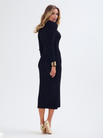 Женское платье миди черное трикотажное