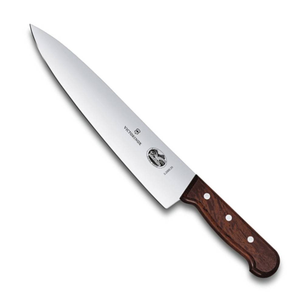 Нож кухонный Victorinox Rosewood (5.2000.25G) стальной разделочный лезв.250мм прямая заточка коричне