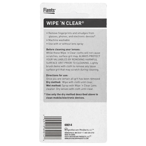 Flents, Wipe 'N Clear, текстурированная салфетка для линз, 1 шт.