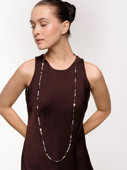 Сотуар "Extra Long Hematite Pearl" Gold