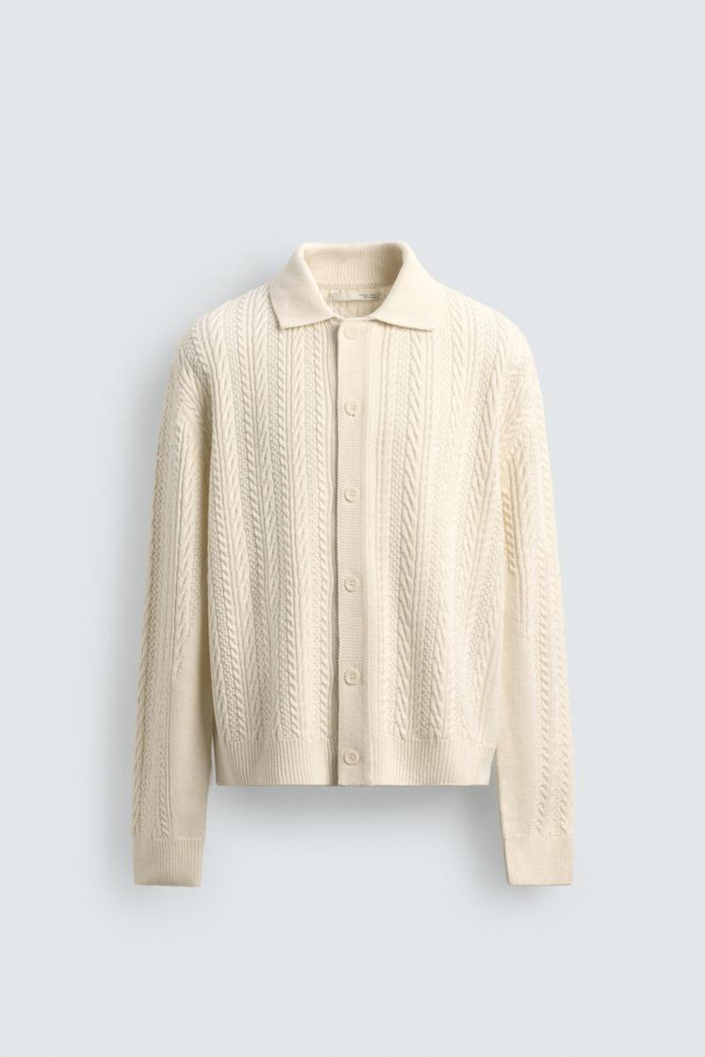 ZARA КАРДИГАН СО СТРУКТУРНЫМ УЗОРОМ «КОСЫ», ЭКРЮ