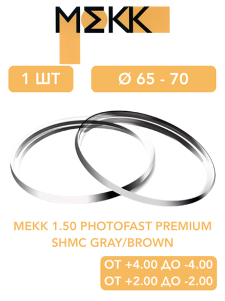 Фотохромная линза для очков Мekk 1.50 Photofast Premium SHMC Gray/Brown