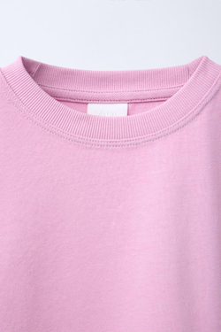 ZARA ОДНОТОННАЯ ФУТБОЛКА HEAVY WEIGHT, ЦВЕТ МАЛЬВЫ