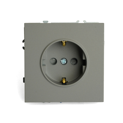 Розетка 1-местная с защитной шторкой с/з (механизм), STEKKER, 250В, 16А, серия Эмили, RST16-5110-10, платиново-серый, soft touch 49958