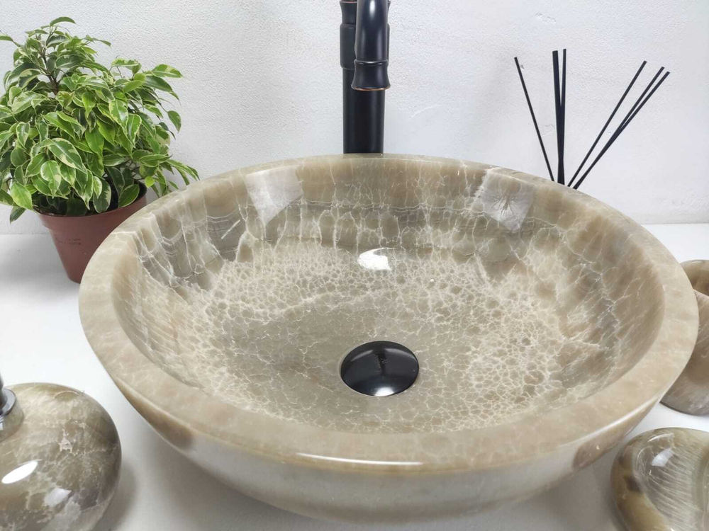 Раковина из оникса Bowl Grey Small TinLip BO-61075 40*40*15